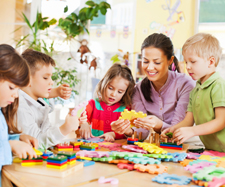 kids at child care with their teacher