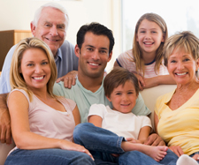 grandfather, parents and children together for a family photo